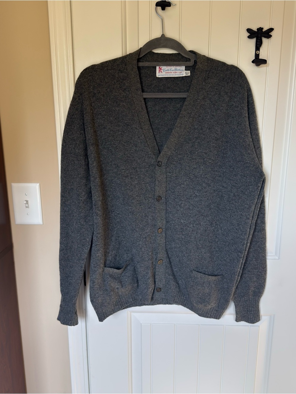 Vintage Robert Kirk Cable Car Clothiers Cardigan 46” Pockets